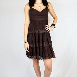 BCBGMAXAZRIA Brown Chiffon Lace Dress $129